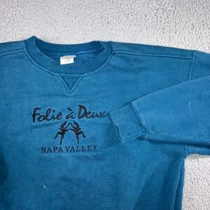 BAC Folie a Deux Napa Valley Embroidered Crewneck Sweatshirt Men XL Grunge Y2K
